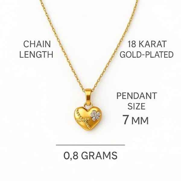 Gold Heart Flower Necklace – Dainty Crystal Daisy Pendant Jewelry