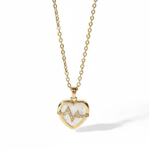 Gold Plated Heart Necklace: Dainty Heartbeat Pendant Minimalist Jewelry