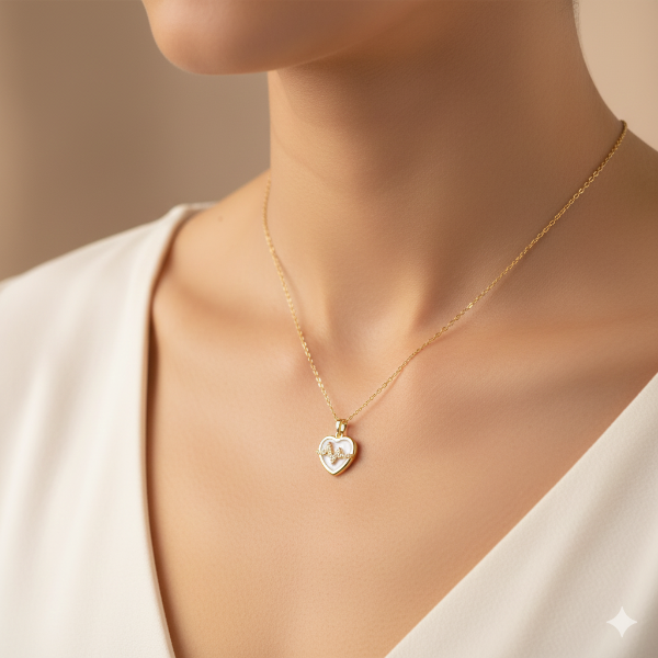 Gold Heart Necklace: Dainty Heartbeat Pendant Minimalist Jewelry