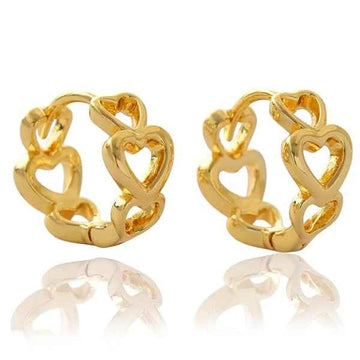 14k Gold Heart Hoops | Small Open Heart Huggie Earrings for Women