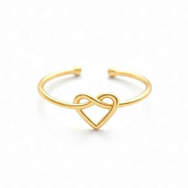 Gold Heart Knot Ring - Shimmering Dainty Adjustable Promise Ring