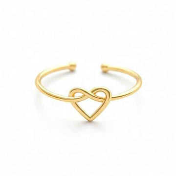 Gold Heart Knot Ring - Shimmering Dainty Adjustable Promise Ring