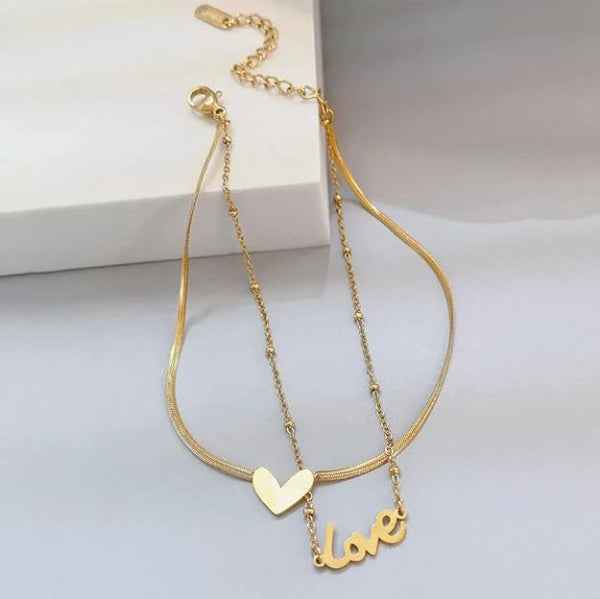 Dainty Gold Heart Love Anklet - Sparkling Double Layer Foot Jewelry