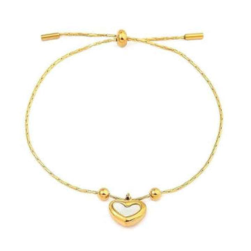 Exquisite Gold Heart Bolo Bracelet | Chic Mother of Pearl Jewelry