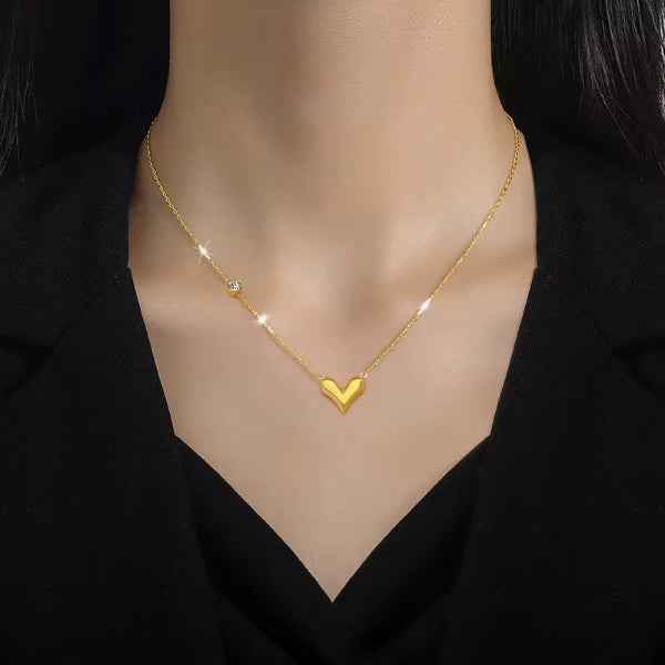 Gold Heart Necklace: Dainty Heart Pendant Minimalist Jewelry Gift