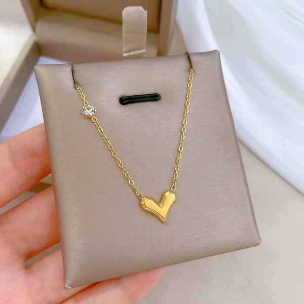 Gold Heart Necklace: Dainty Heart Pendant Minimalist Jewelry Gift