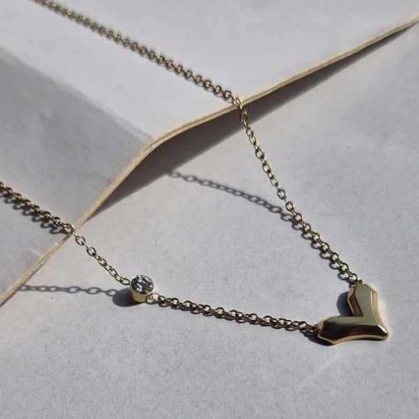 Gold Heart Necklace: Dainty Heart Pendant Minimalist Jewelry Gift