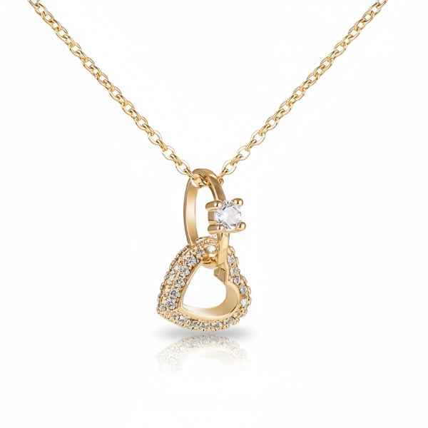 Gold Heart Necklace for Women - Sparkling Crystal Pendant Jewelry