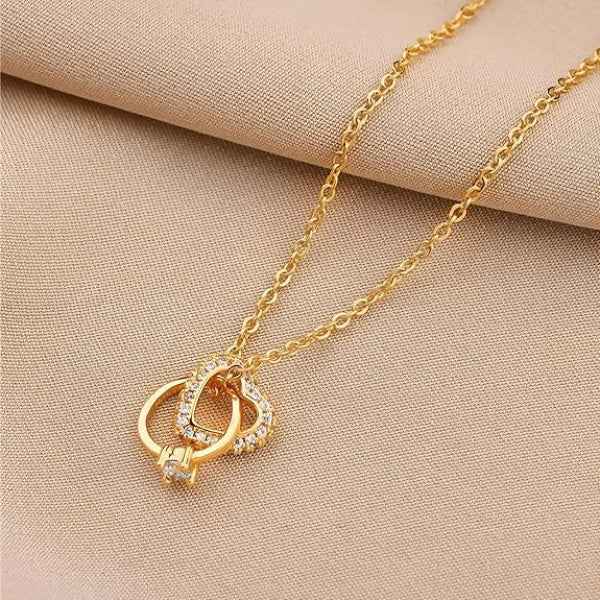 Gold Heart Necklace for Women - Sparkling Crystal Pendant Jewelry