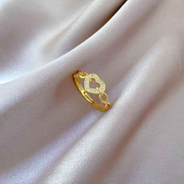 Gold Heart Ring: Infinity Band Sparkly Promise Ring for Her