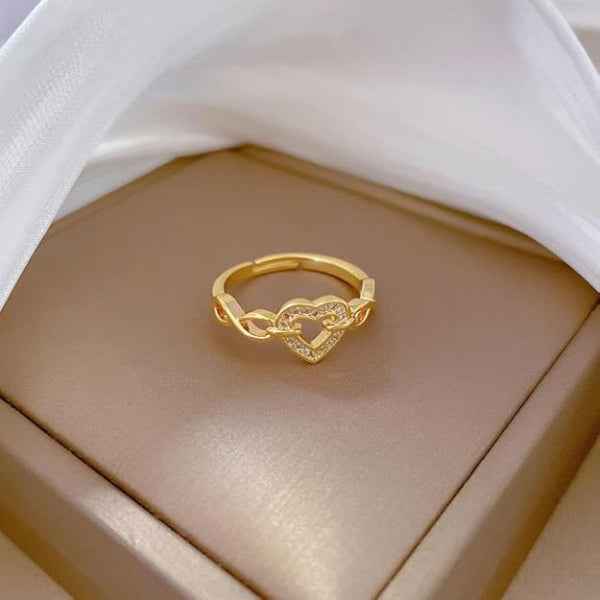 Gold Heart Ring: Infinity Band Sparkly Promise Ring for Her