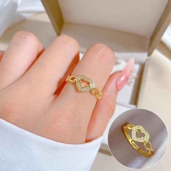Gold Heart Ring: Infinity Band Sparkly Promise Ring for Her