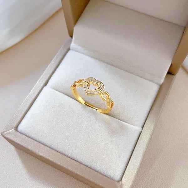 Gold Heart Ring: Infinity Band Sparkly Promise Ring for Her