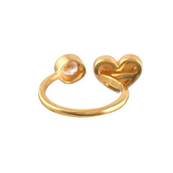 Gold Heart Ring - Shimmering Cubic Zirconia Adjustable Band Ring