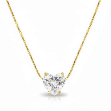 Chic Gold Heart Solitaire Necklace | Brilliant Crystal Pendant Jewelry