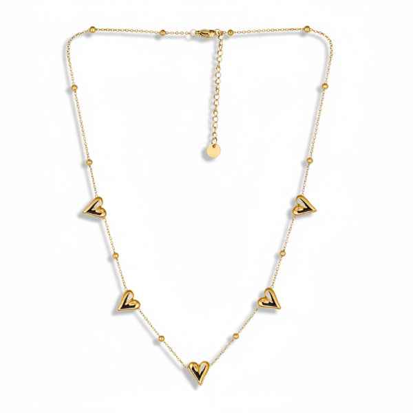 Gold Heart Necklace - Dainty Charm Jewelry & Heart Station Necklace