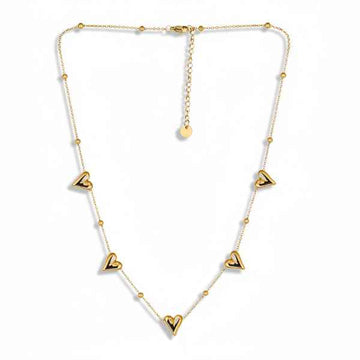 Gold Heart Necklace - Dainty Charm Jewelry & Heart Station Necklace