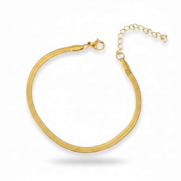 Stunning Gold Herringbone Snake Chain Bracelet | Chic Flat Link Jewelry