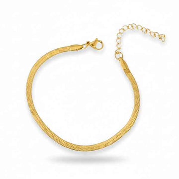 Stunning Gold Herringbone Snake Chain Bracelet | Chic Flat Link Jewelry