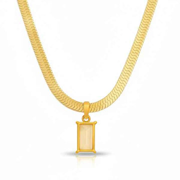 Gold Herringbone Necklace for Women - Flat Snake Chain Pendant