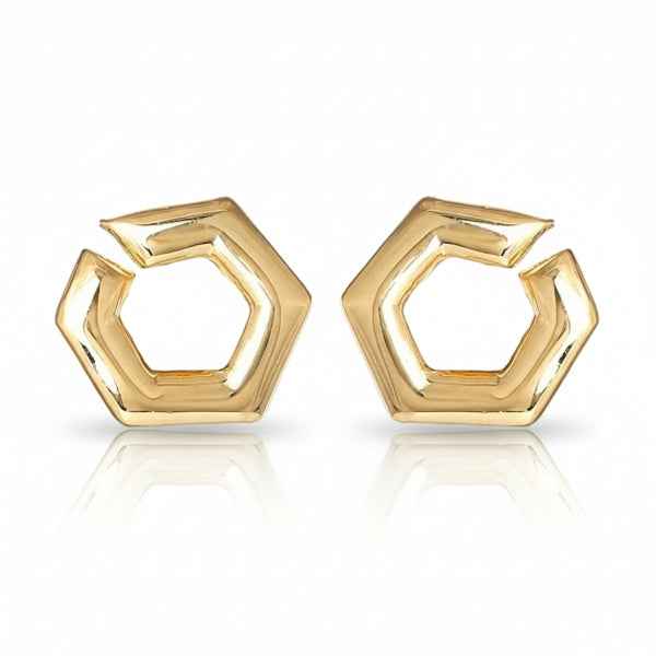 Gold Hexagon Hoop Earrings: Chic, Modern & Stackable Fine Jewelry