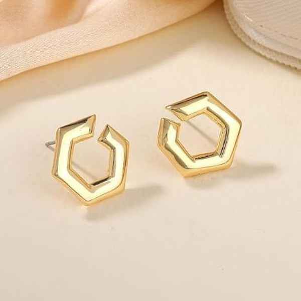 Gold Hexagon Hoop Earrings: Chic, Modern & Stackable Fine Jewelry