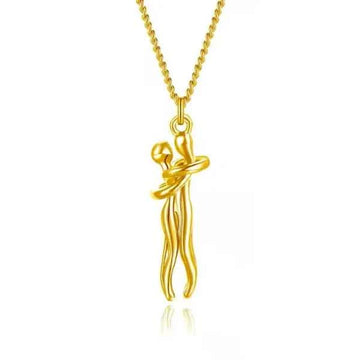 Gold Hugging Necklace - Meaningful Couple Embrace Pendant Jewelry