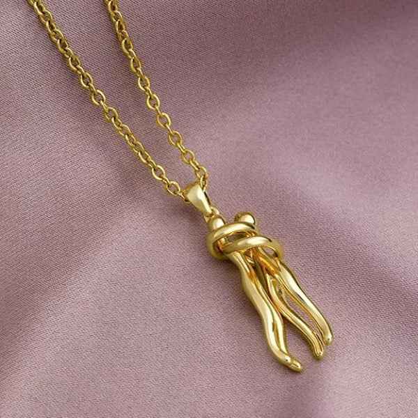 Gold Hugging Necklace - Meaningful Couple Embrace Pendant Jewelry