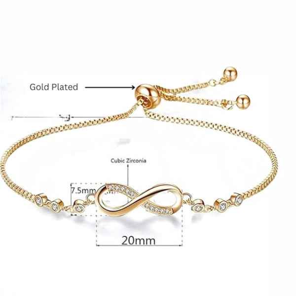 Chic Gold Infinity Charm Bracelet | Radiant Cubic Zirconia Jewelry