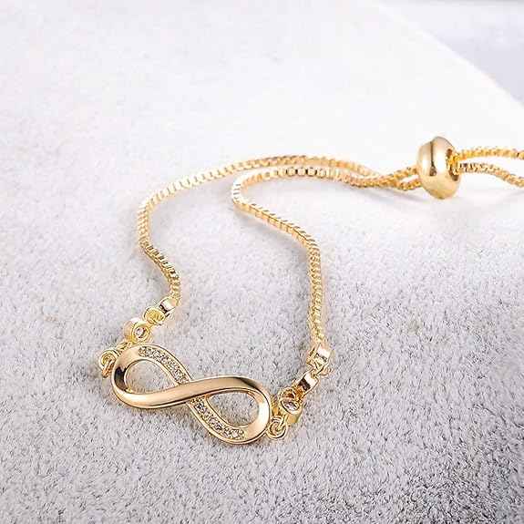 Chic Gold Infinity Charm Bracelet | Radiant Cubic Zirconia Jewelry