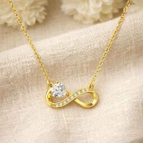 Gold Infinity Heart Necklace | Dainty Crystal Forever Love Jewelry