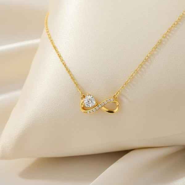 Gold Infinity Heart Necklace | Dainty Crystal Forever Love Jewelry