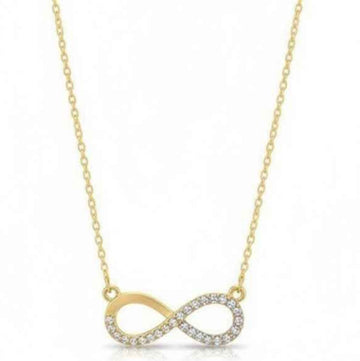 Dainty Gold Infinity Necklace with Sparkling Heart Pendant