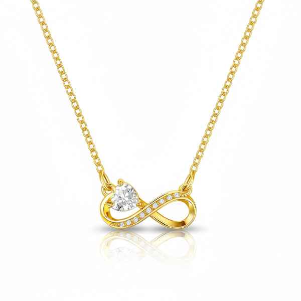 Gold Infinity Heart Necklace | Dainty Crystal Forever Love Jewelry