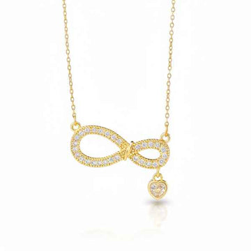 Gold Infinity Necklace | Dainty Heart Crystal Forever Love Jewelry