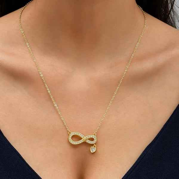 Gold Infinity Necklace | Dainty Heart Crystal Forever Love Jewelry