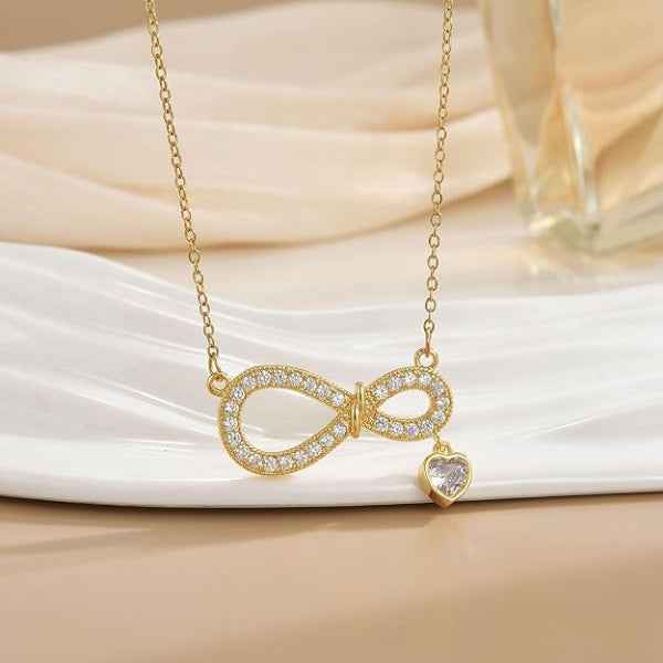 Gold Infinity Necklace | Dainty Heart Crystal Forever Love Jewelry