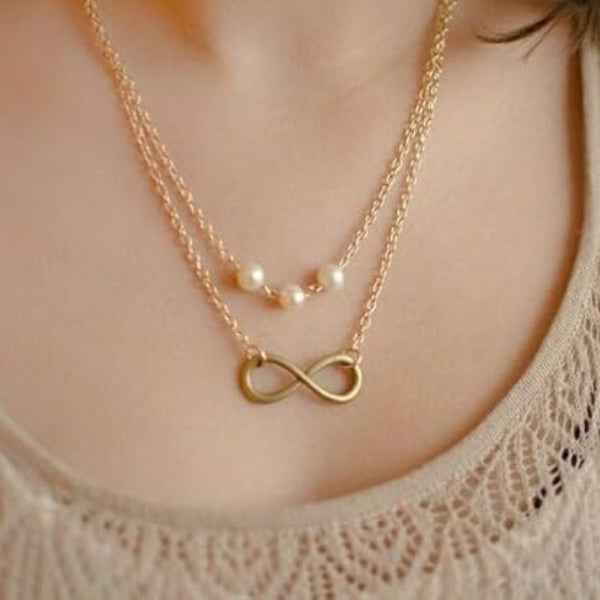Gold Infinity Necklace: Pearl Infinity Pendant for Timeless Style