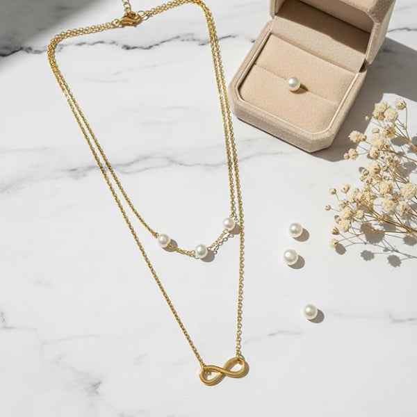 Gold Infinity Necklace: Pearl Infinity Pendant for Timeless Style
