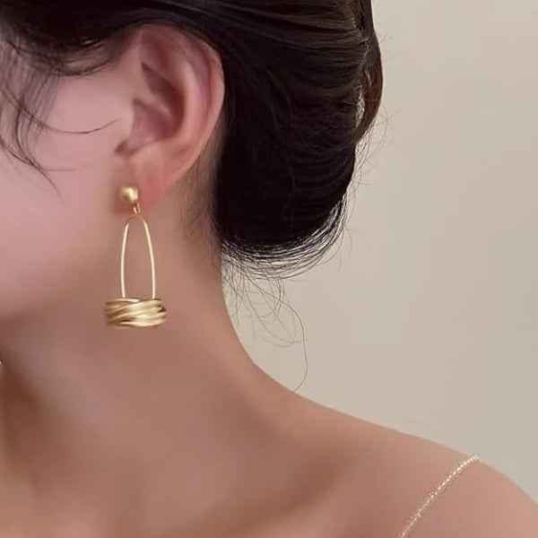 Gold Knot Dangle Earrings | Minimalist Sculptural Drop Statement Piece