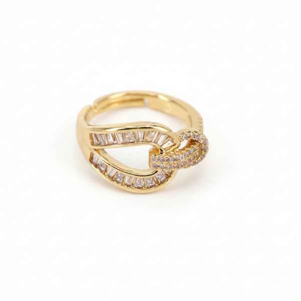 Gold Knot Ring: Baguette Crystal Band Adjustable Statement Jewelry
