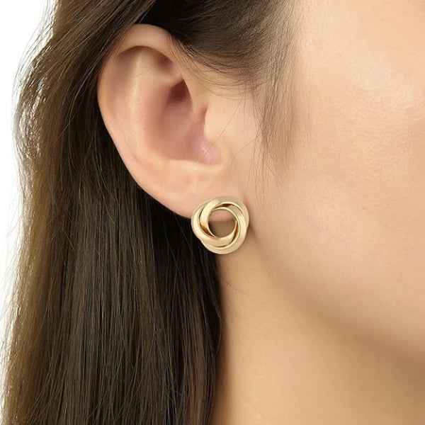 Chunky Gold Knotted Stud Earrings | Minimalist Knot Jewelry