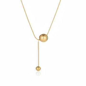 Gold Lariat Necklace for Women - Dainty Ball Pendant Y-Necklace
