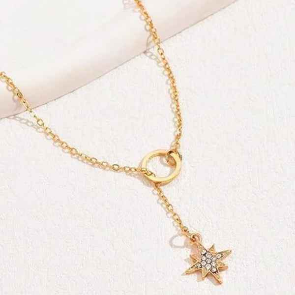 Dainty Gold Lariat Star Pendant Necklace | Timeless Celestial Jewelry
