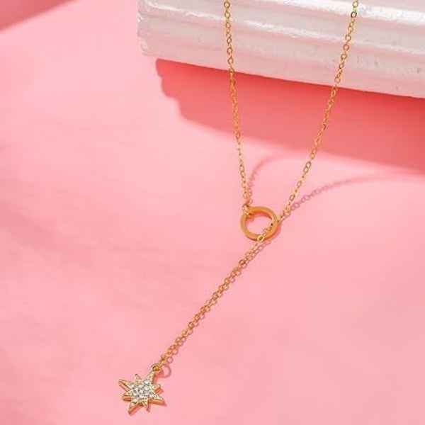 Dainty Gold Lariat Star Pendant Necklace | Timeless Celestial Jewelry