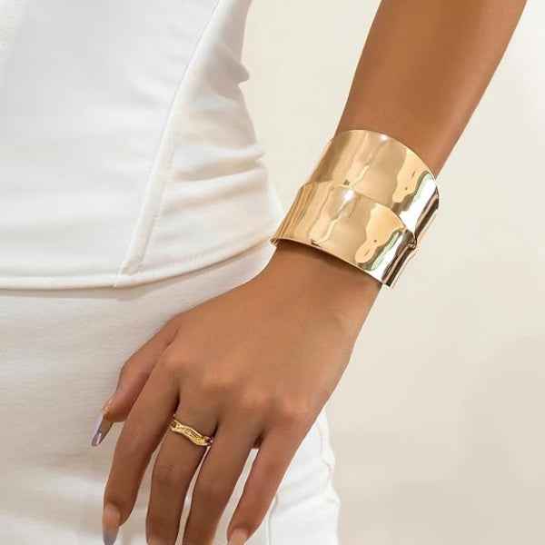Modern Gold Lattice Cuff Bracelet | Chic Intertwined Statement Bangle