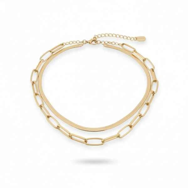 Gold Layered Snake Paperclip Necklace | Chic Stacked Chains