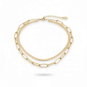 Gold Layered Snake Paperclip Necklace | Chic Stacked Chains