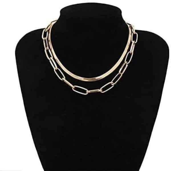 Gold Layered Snake Paperclip Necklace | Chic Stacked Chains