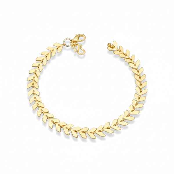 Exquisite Gold Leaf Herringbone Bracelet | Chic Chevron Link Jewelry